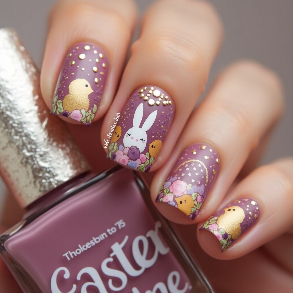 Wine Easter Nail Design