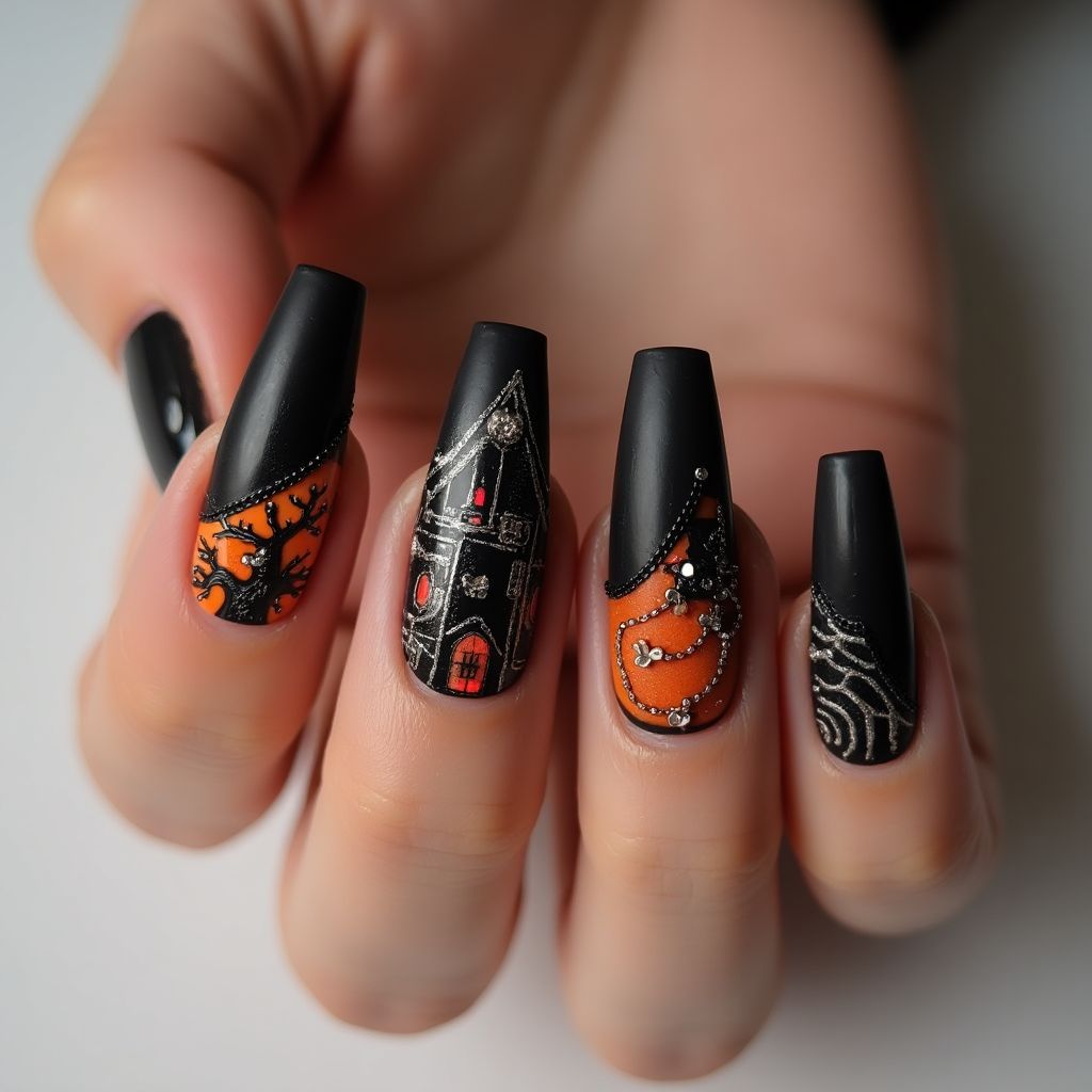 Black Halloween Nail Design