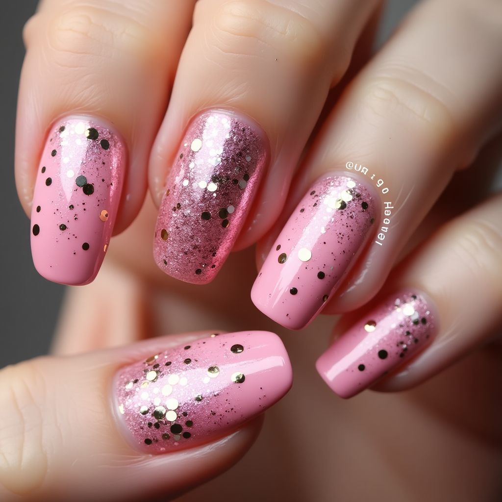 Pink New Year Nail Design