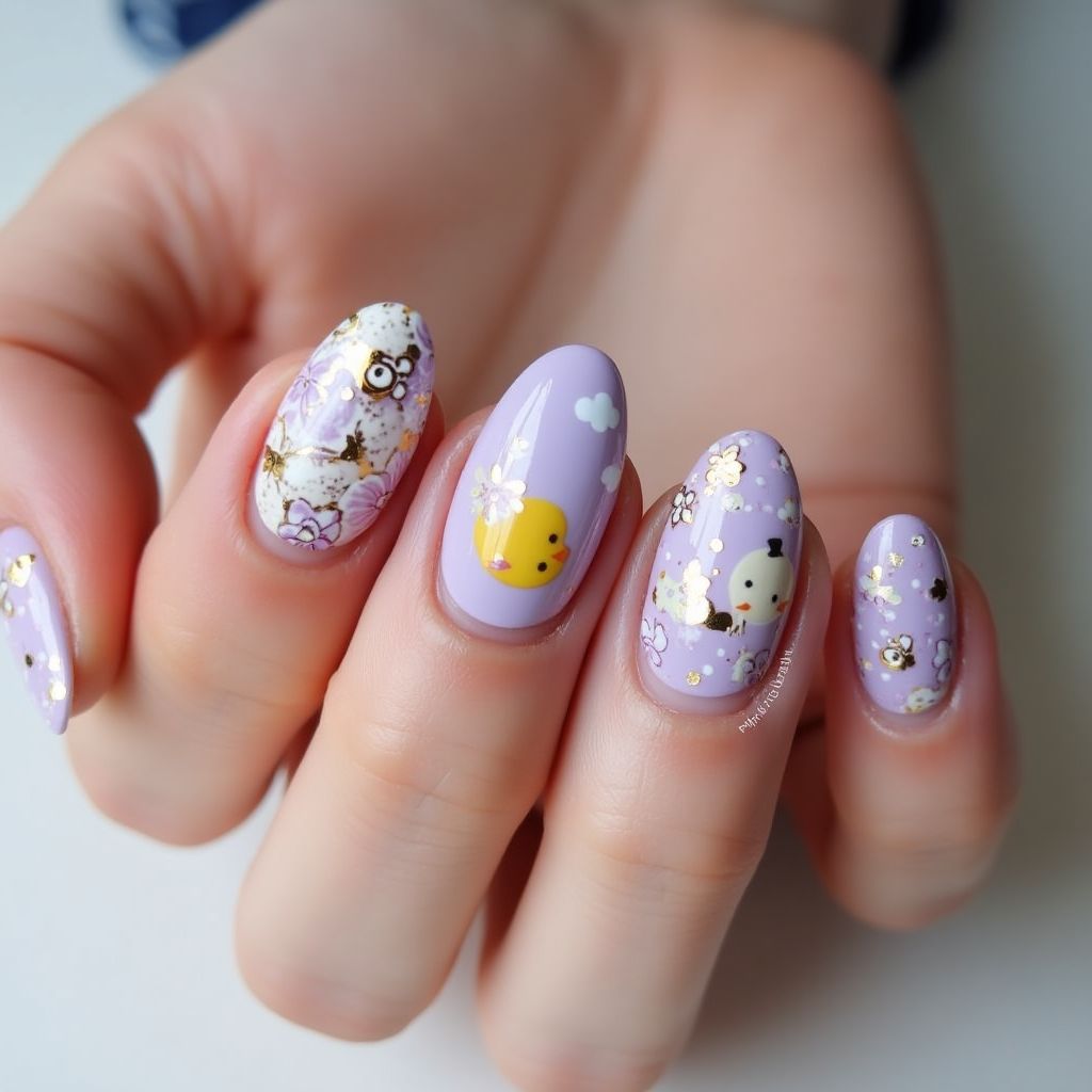 Lilac Easter Nail Design