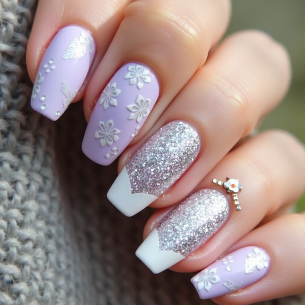 Pastel Purple Christmas Nail Design