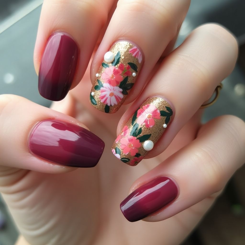 Wine Summer Nail Design