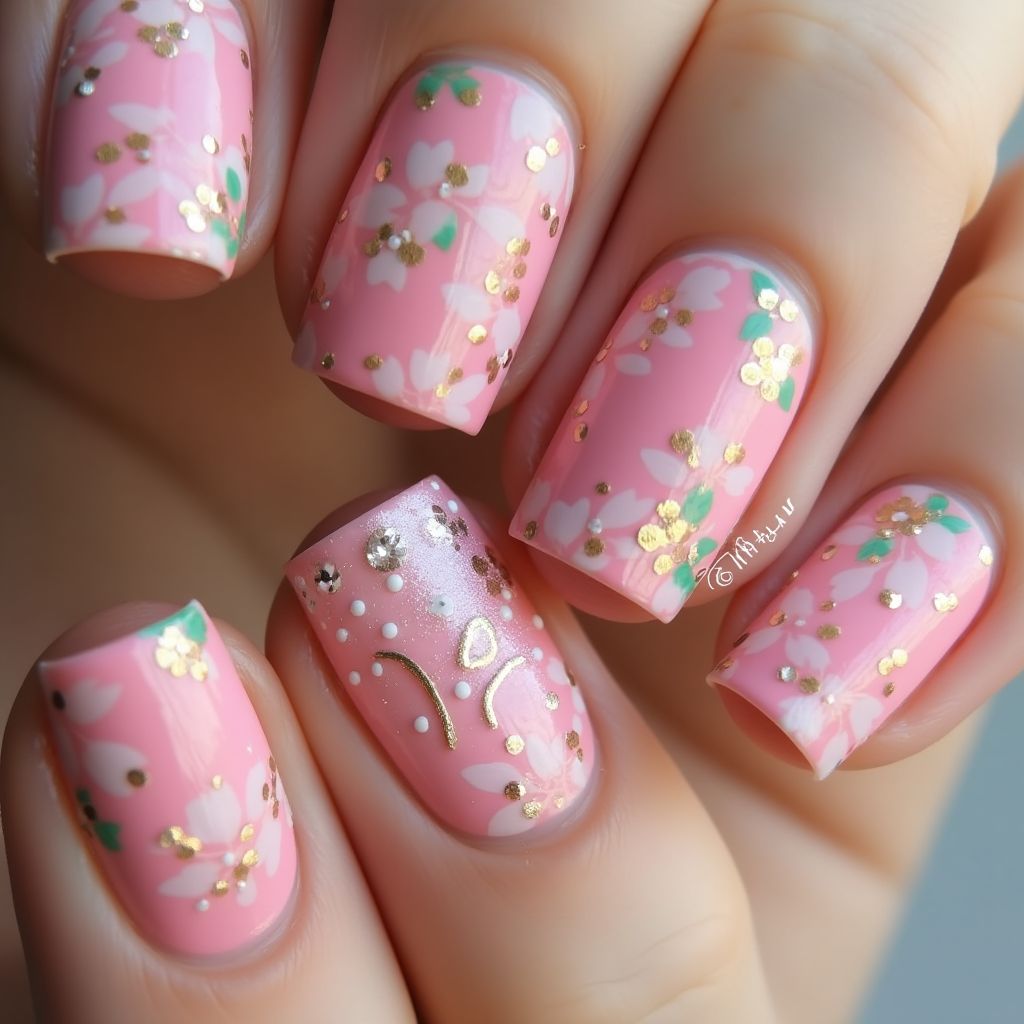 Hot Pink Spring Nail Design