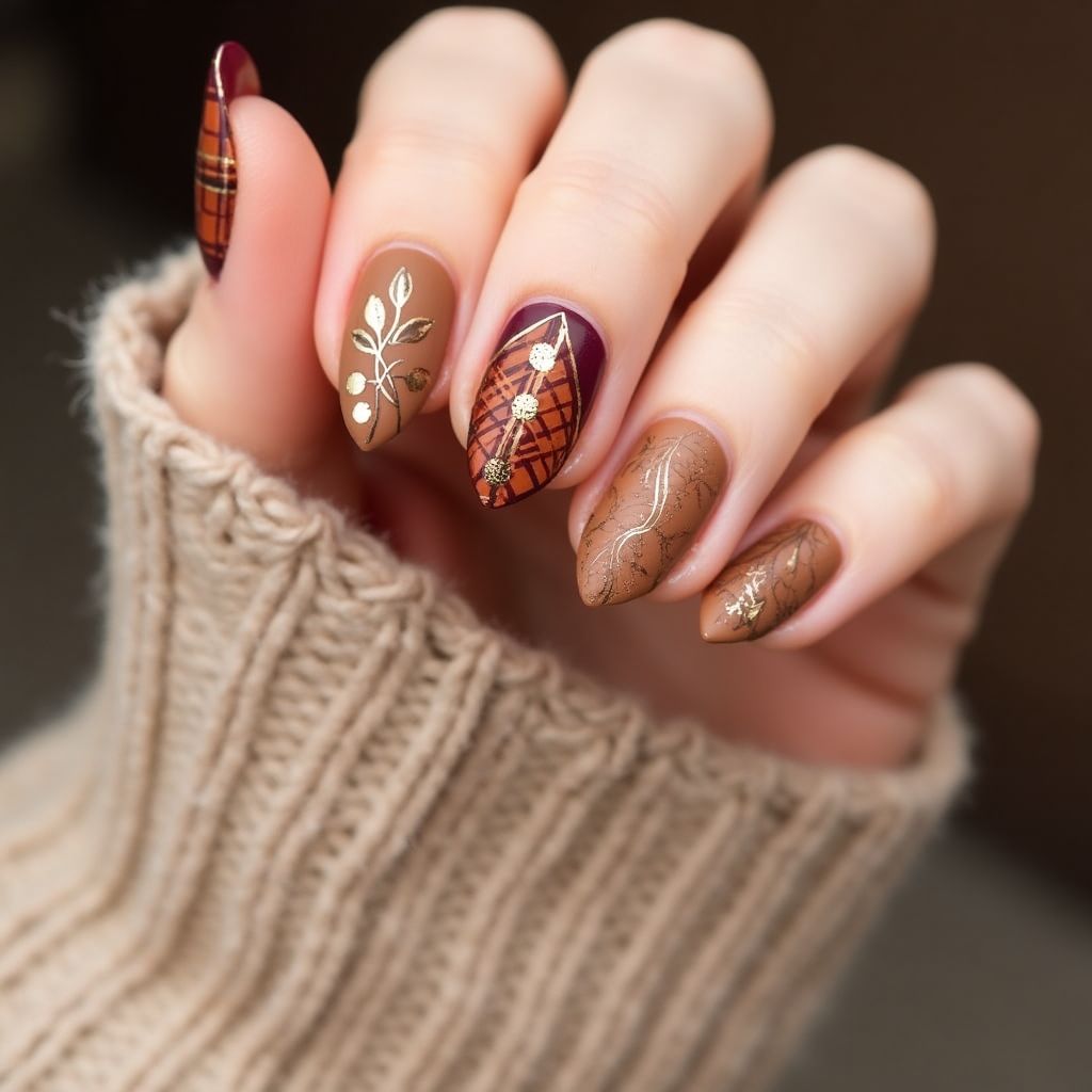 Tan Autumn Nail Design
