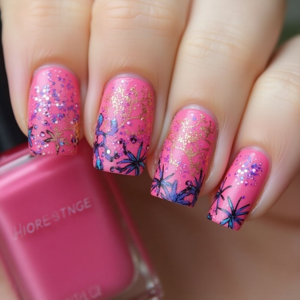Fuchsia Summer Nail Design