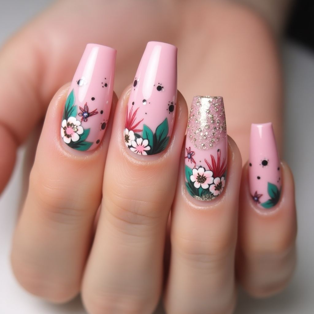 Baby Pink Summer Nail Design