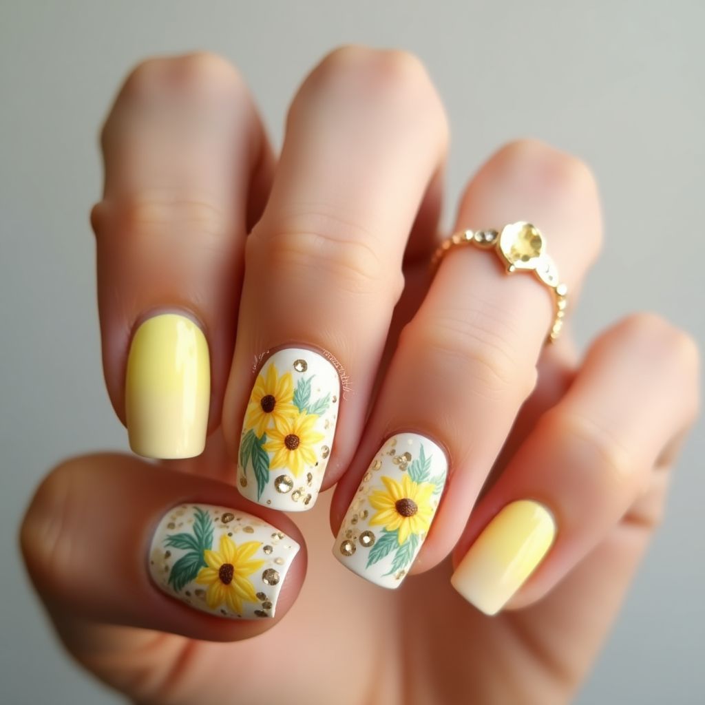 Pastel Yellow Summer Nail Design