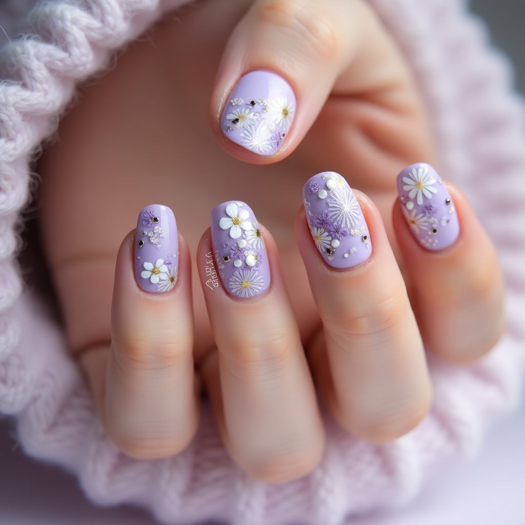 Lilac Spring Nail Design