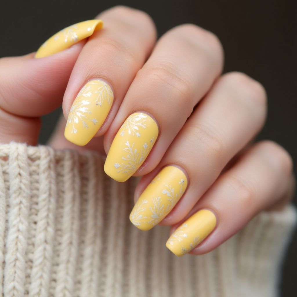 Pastel Yellow Autumn Nail Design