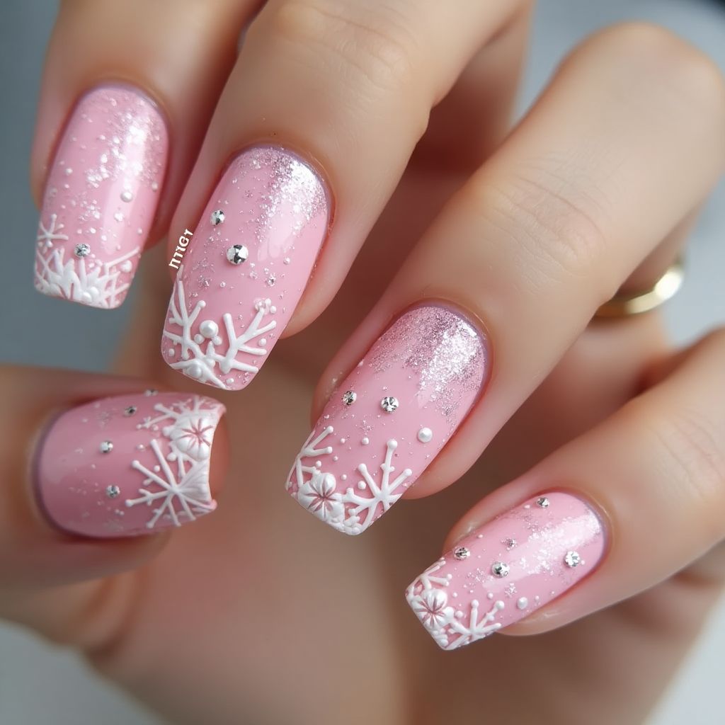 Pink Winter Nail Design