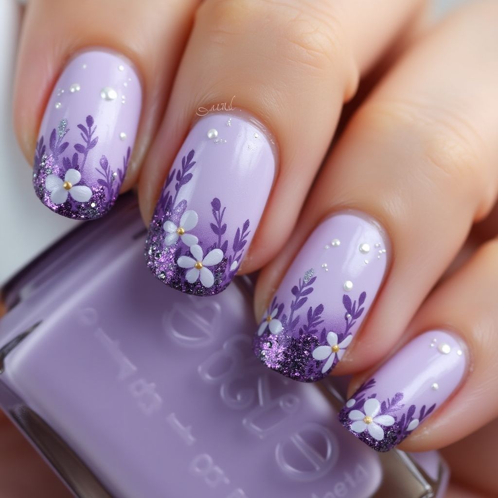 Purple Spring Nail Design