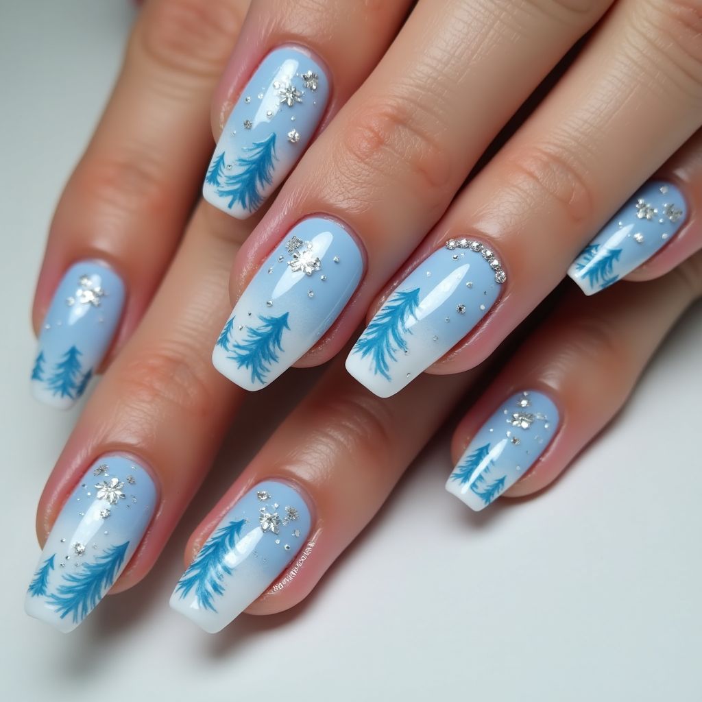 Baby Blue Winter Nail Design