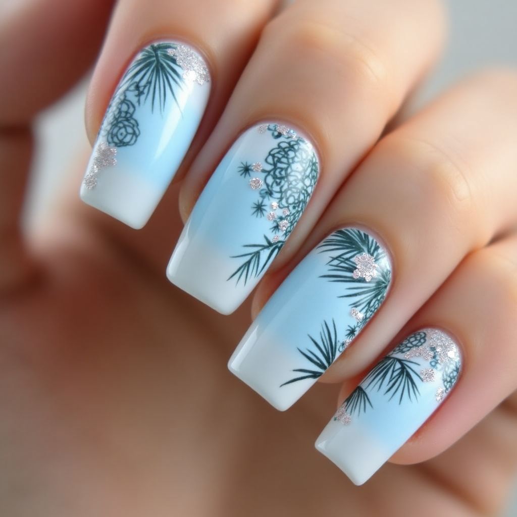 Pastel Blue Summer Nail Design