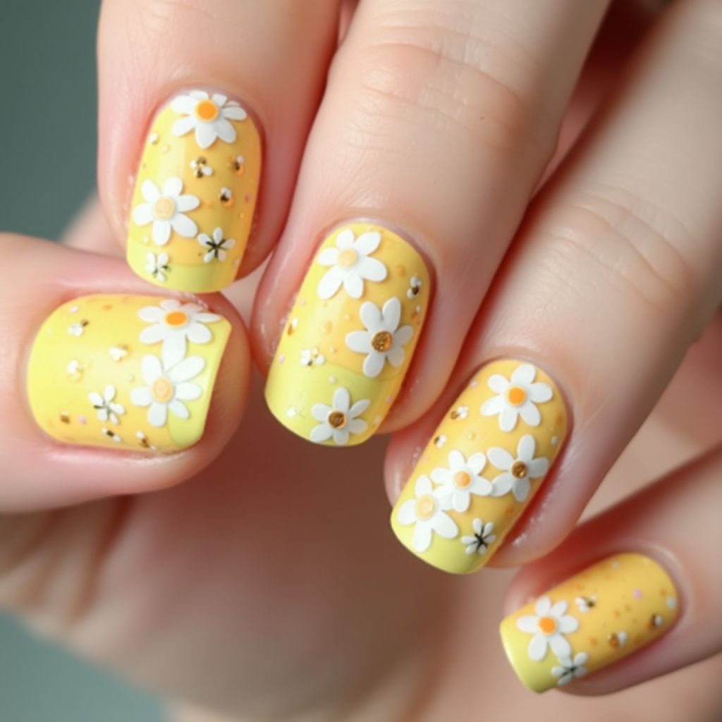 Pastel Yellow Spring Nail Design