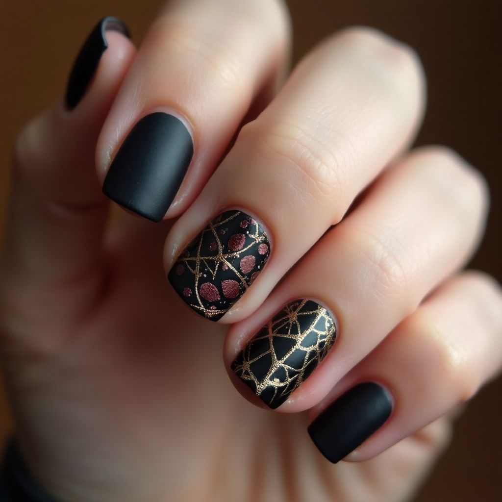 Black Autumn Nail Design