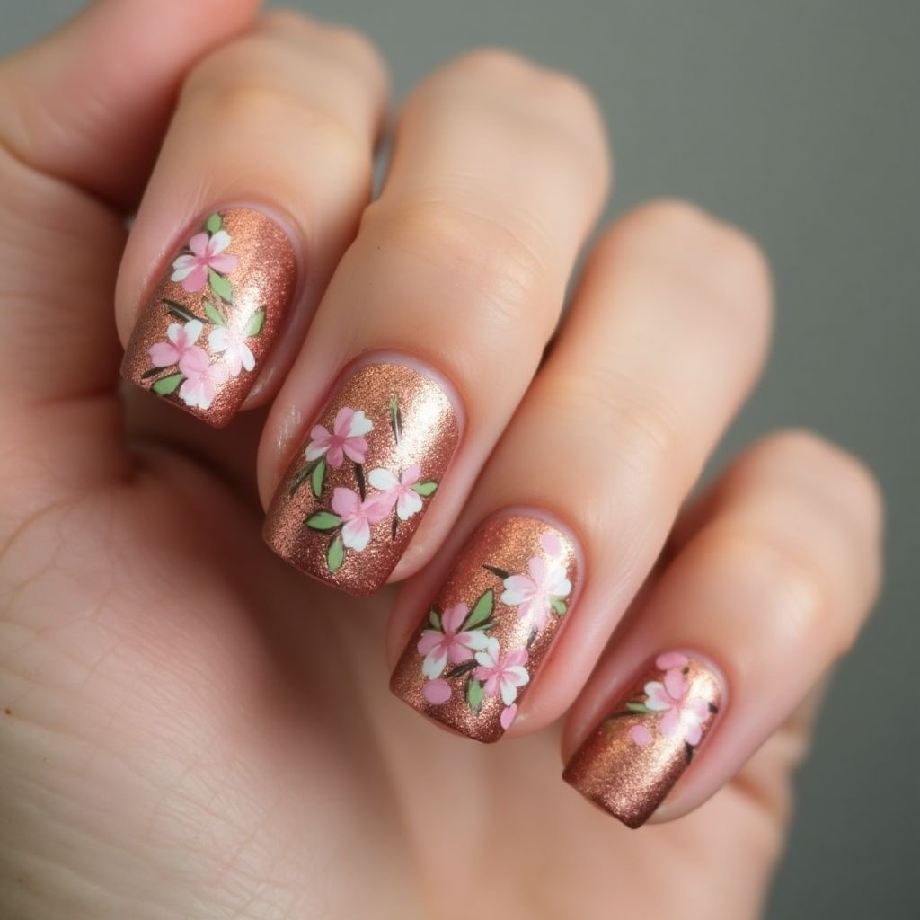 Bronze Spring Nail Design
