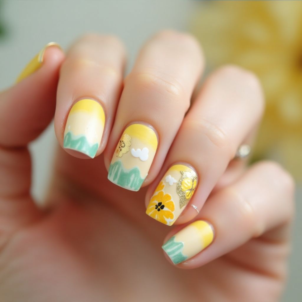 Pastel yellow Summer Nail Design