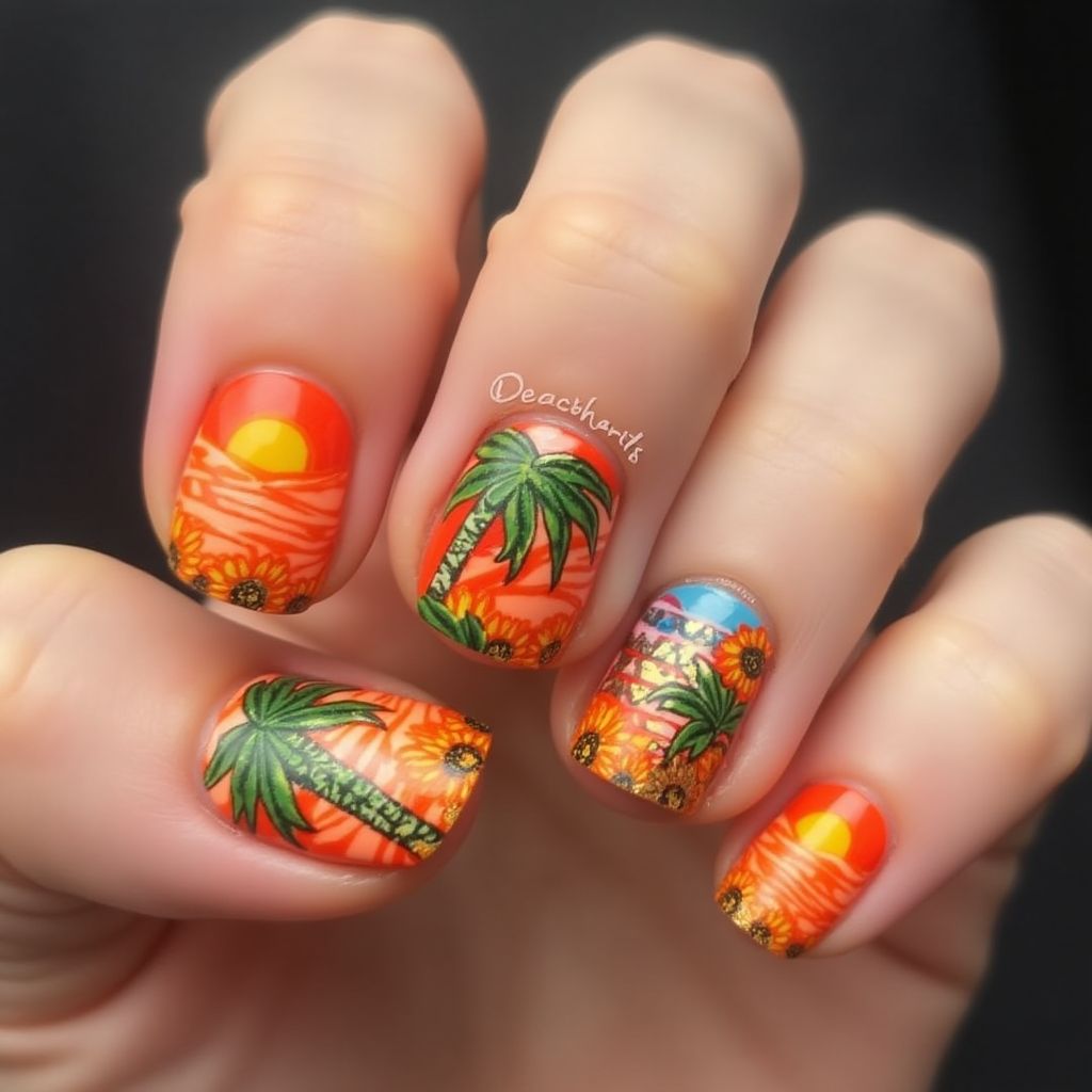 Orange Summer Nail Design