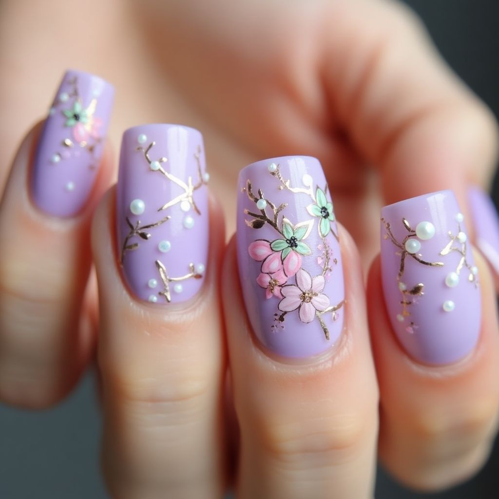 Pastel Purple Spring Nail Design