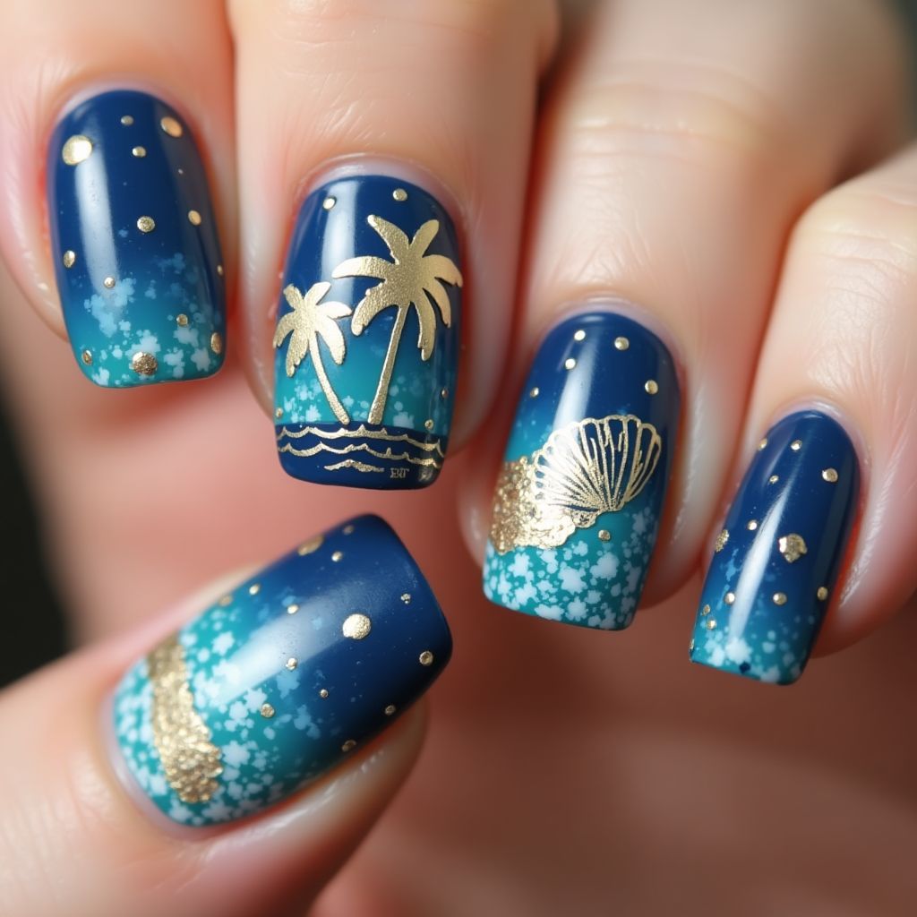 Navy Blue Summer Nail Design