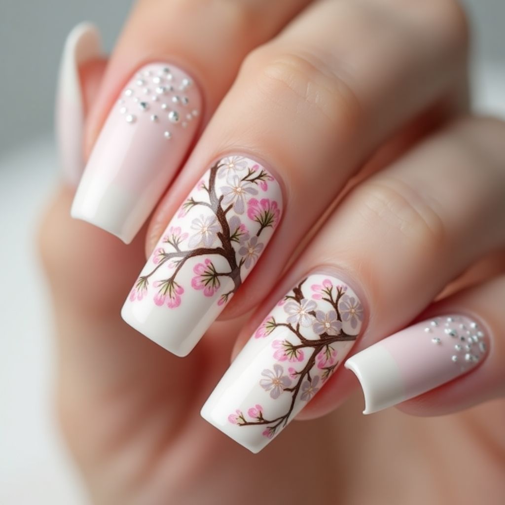 White Spring Nail Design