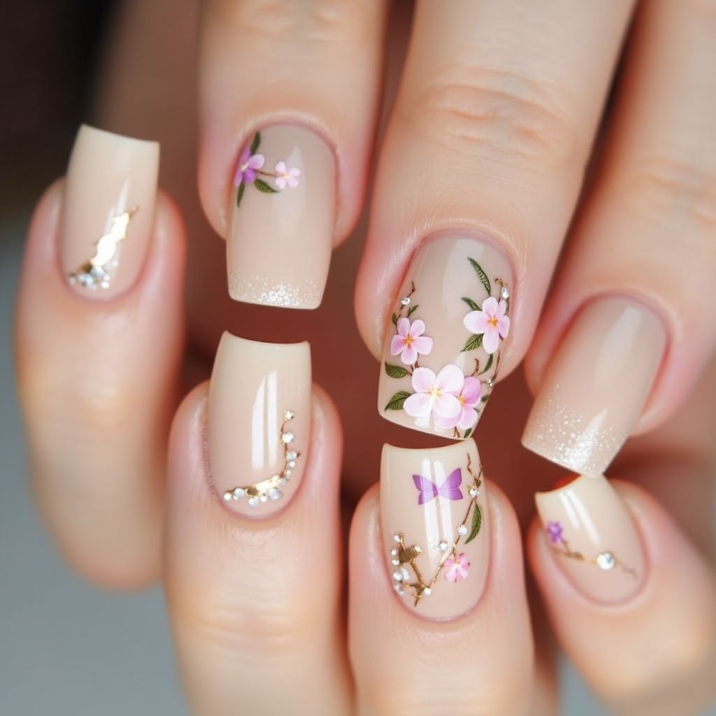 Nude Spring Nail Design