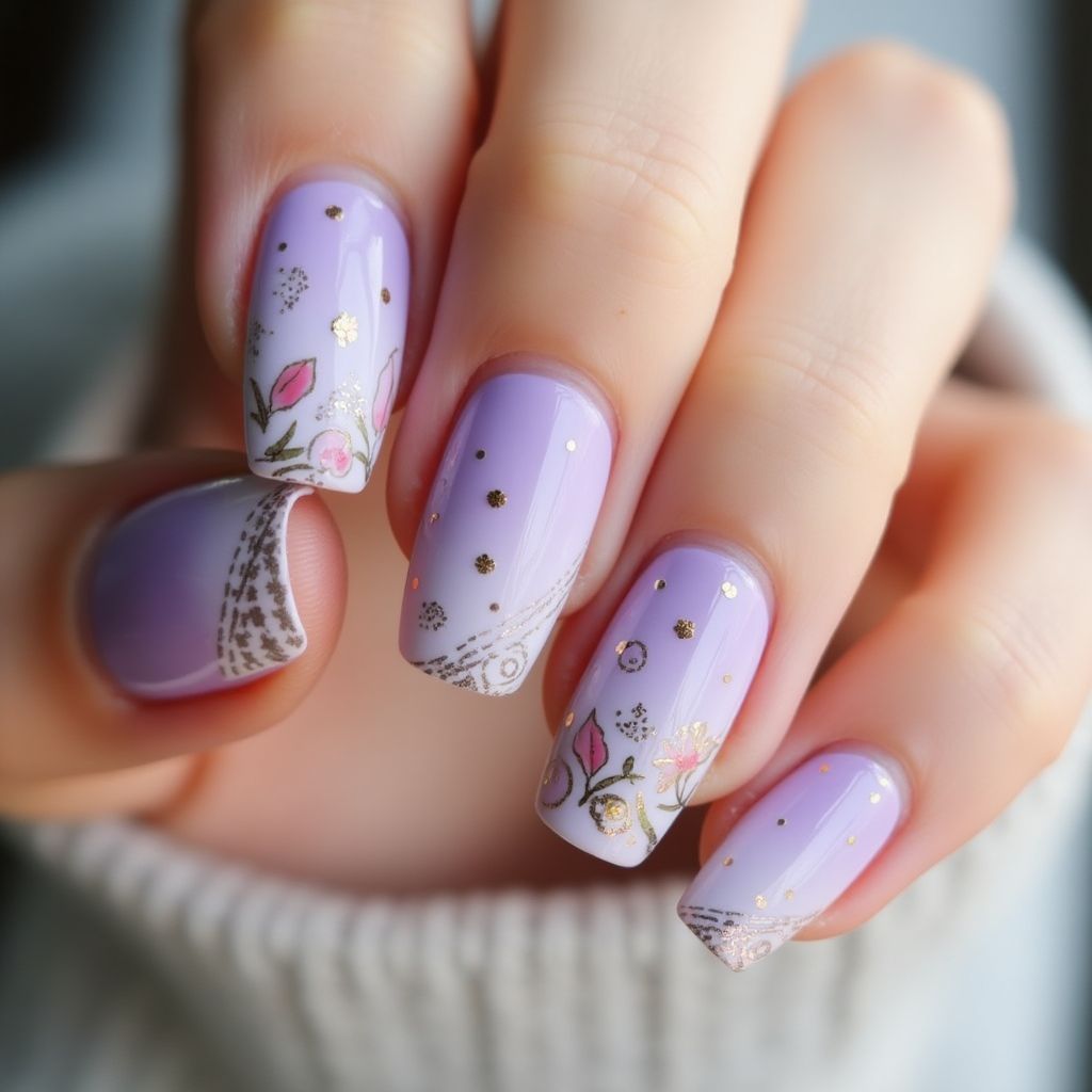 Pastel Purple Summer Nail Design
