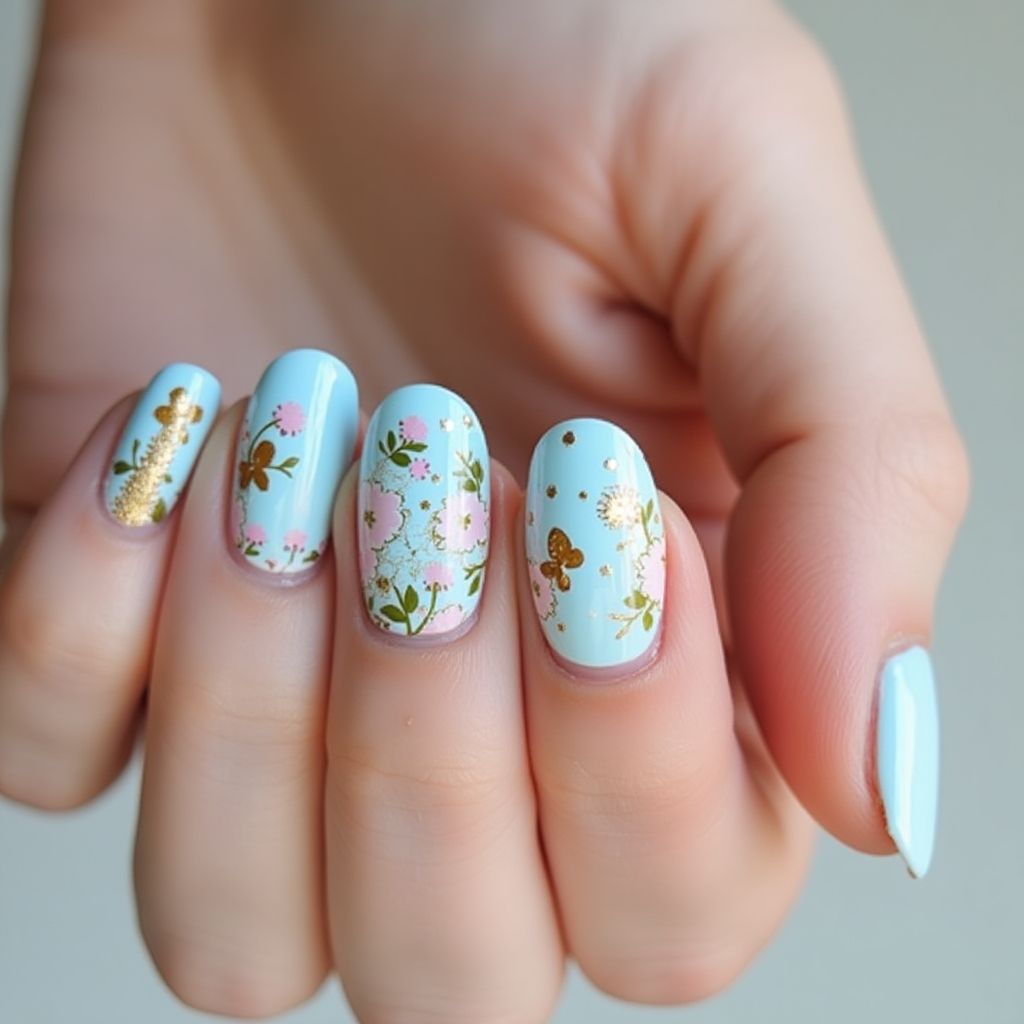 Baby Blue Spring Nail Design