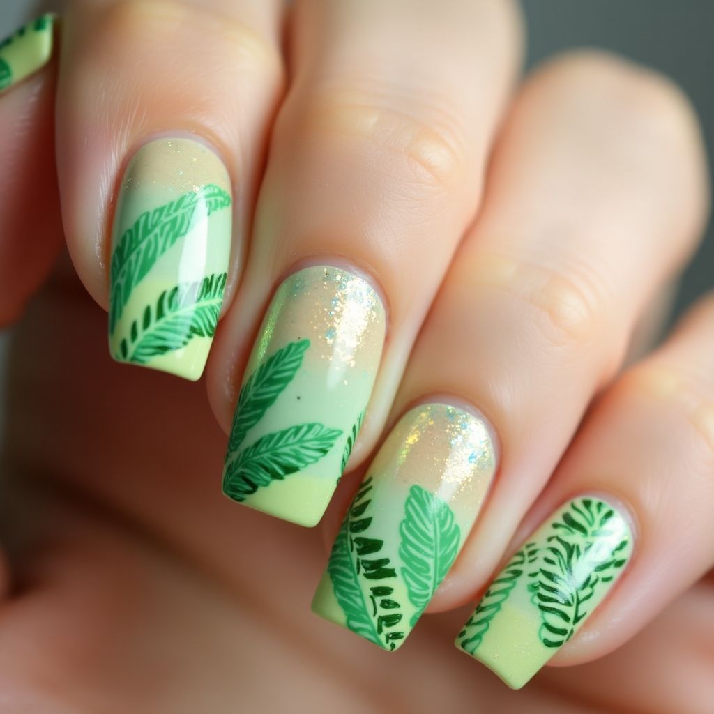 Green Summer Nail Design