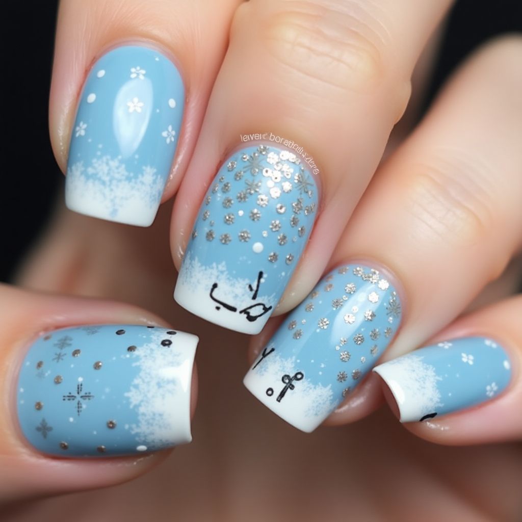Baby Blue Winter Nail Design