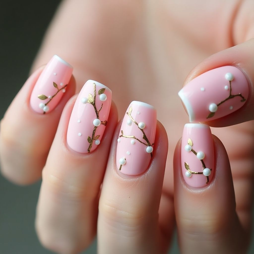 Baby Pink Spring Nail Design