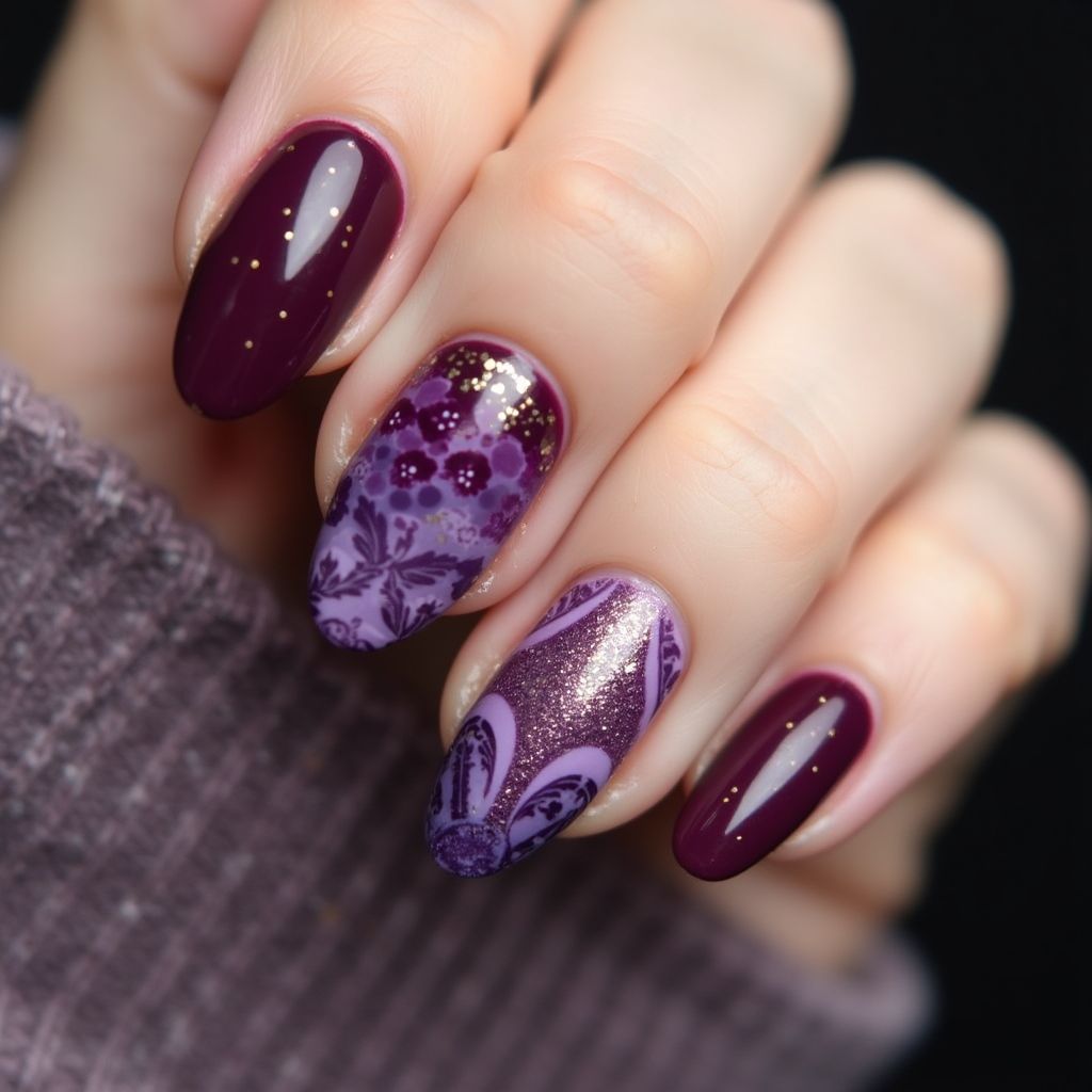 Purple Autumn Nail Design