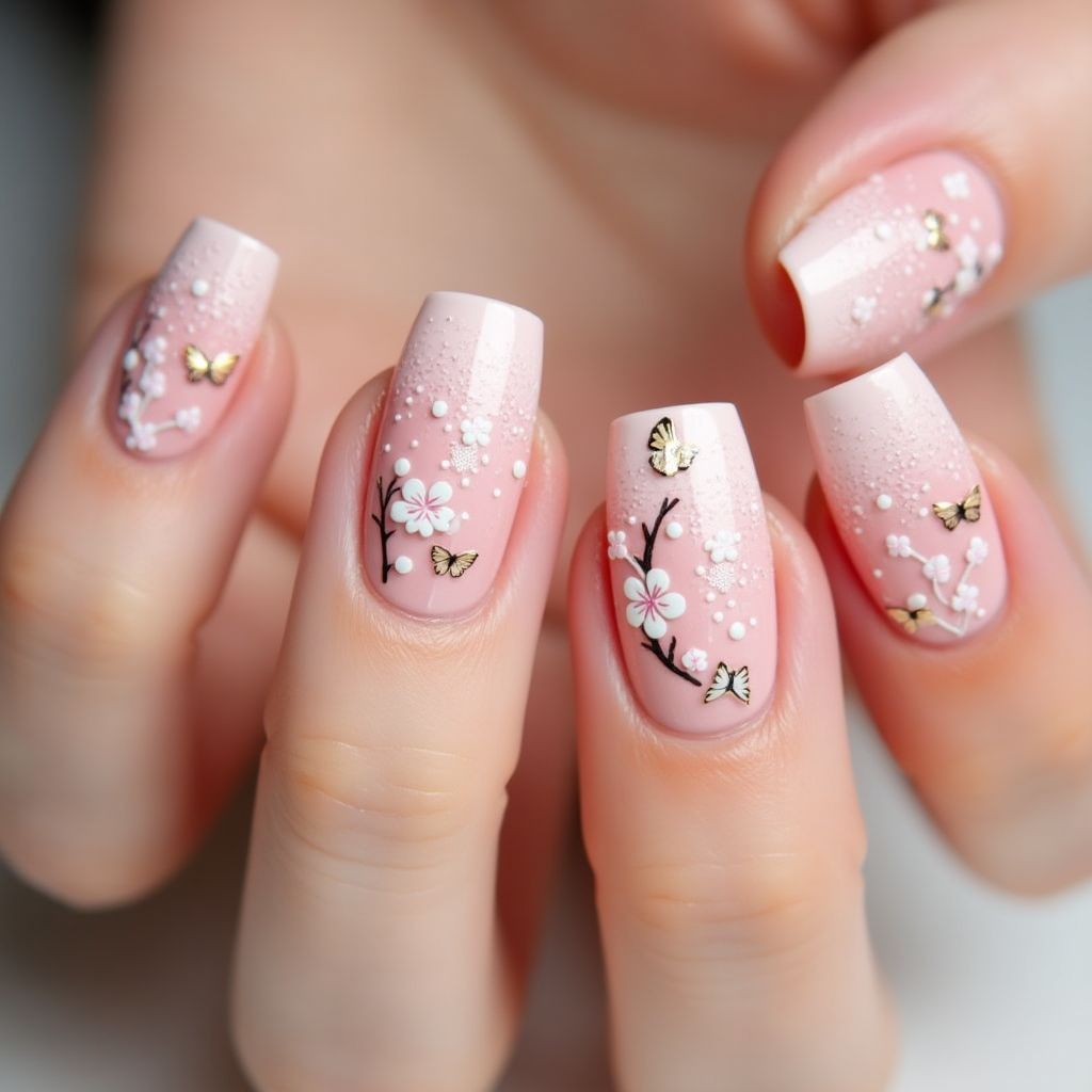 Baby Pink Spring Nail Design