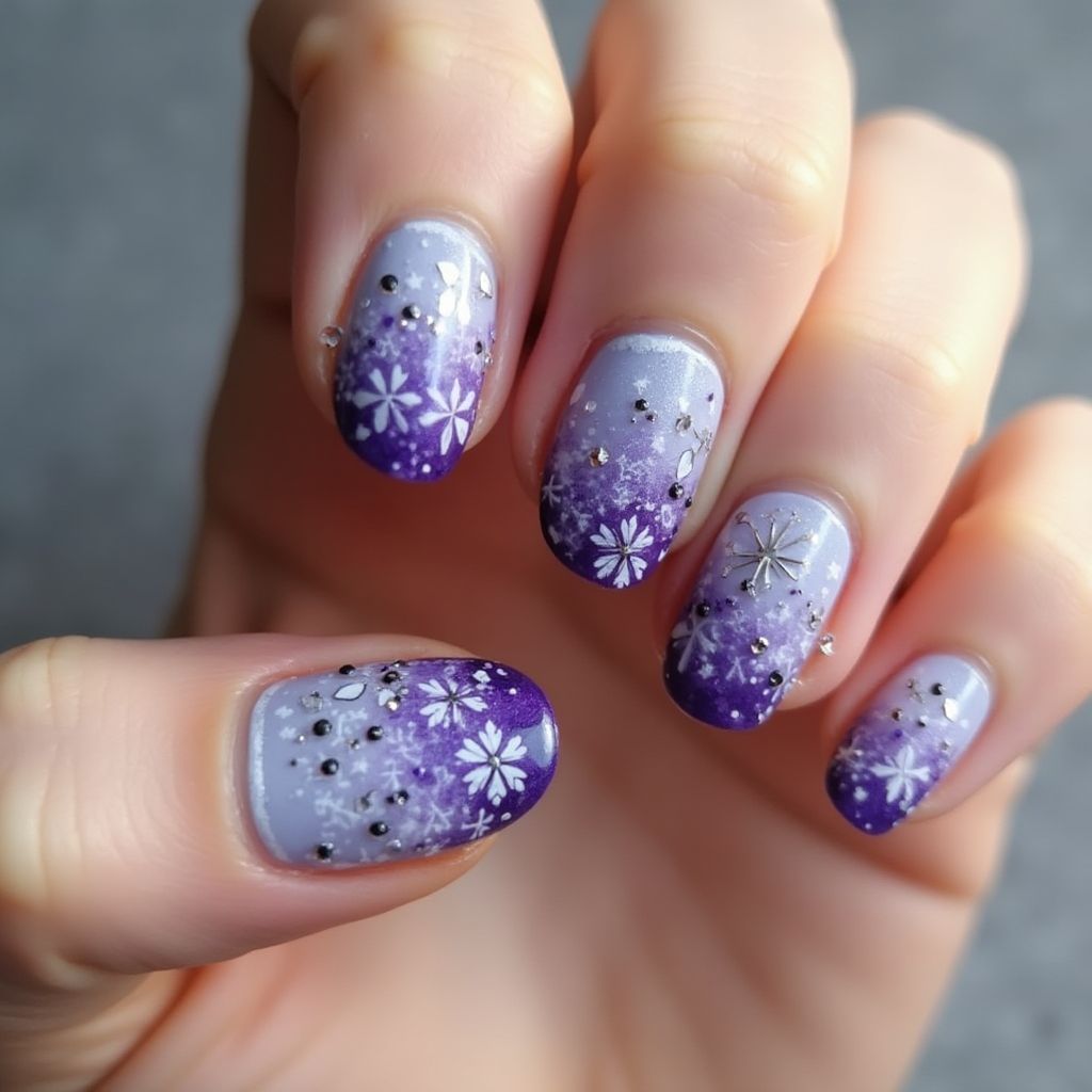 Purple Winter Nail Design