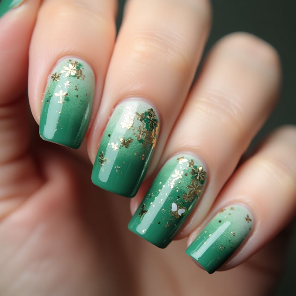 Emerald Green Spring Nail Design