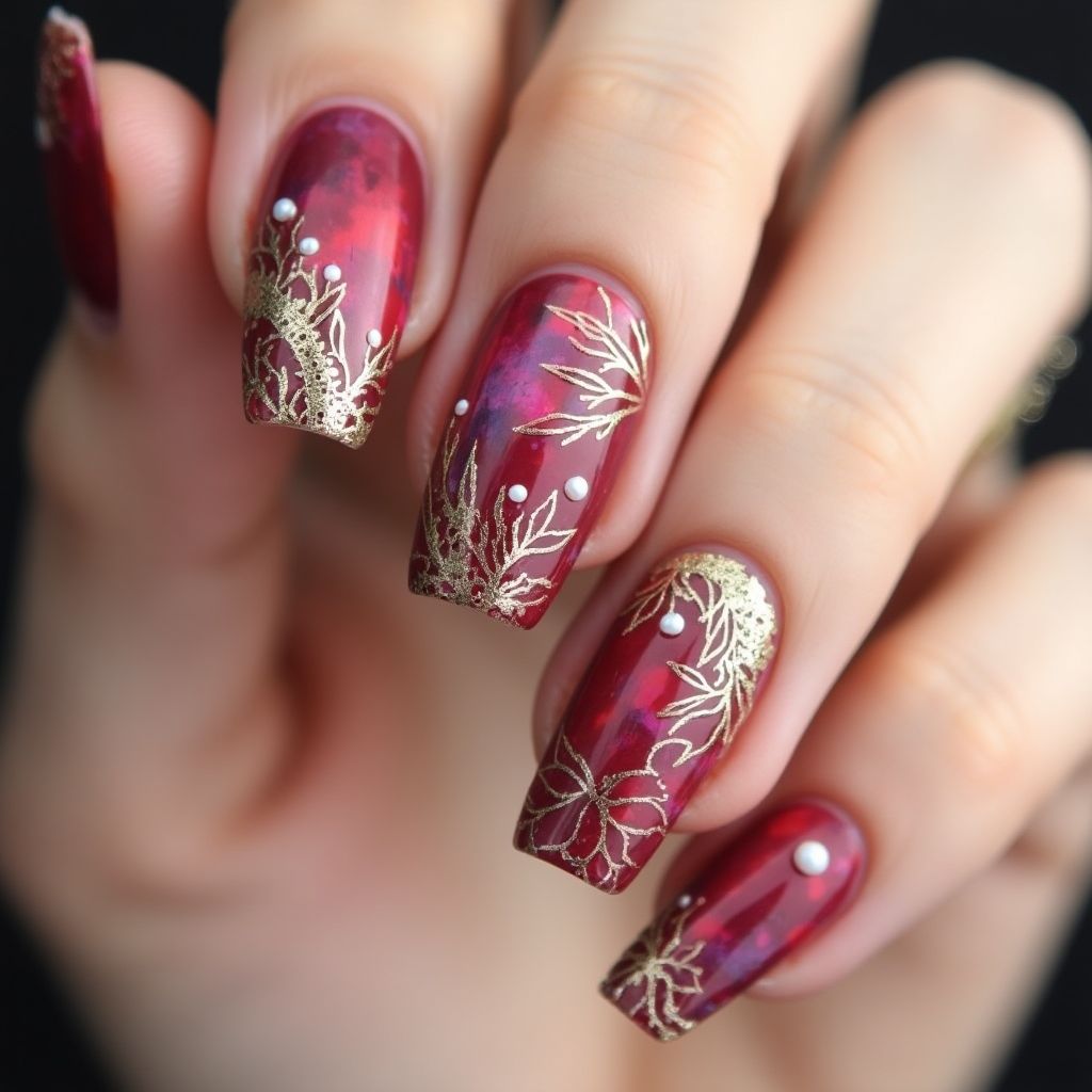 Wine Summer Nail Design