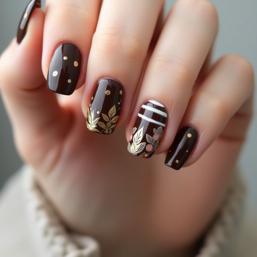 Chocolate Brown Summer Nail Design