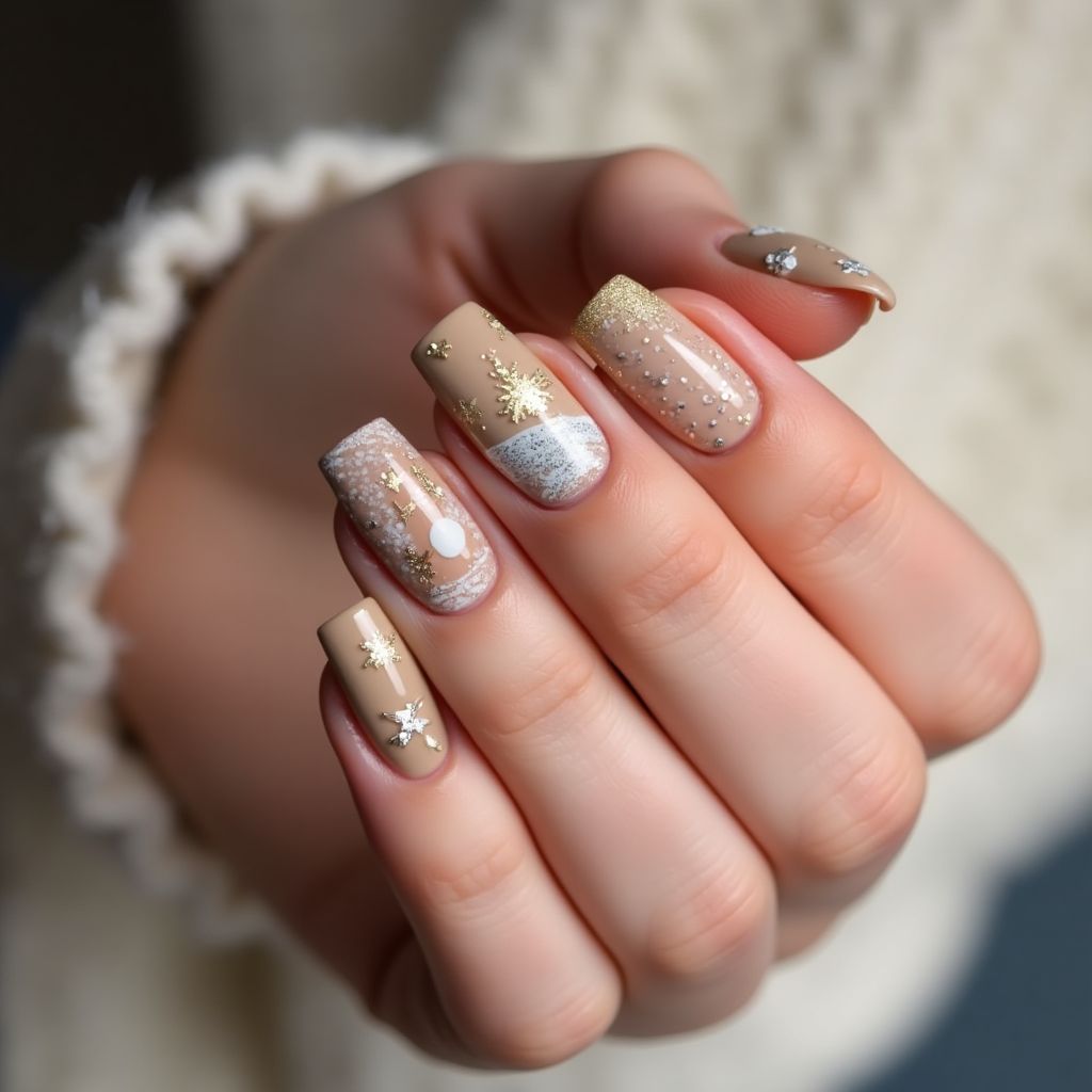 Tan Winter Nail Design