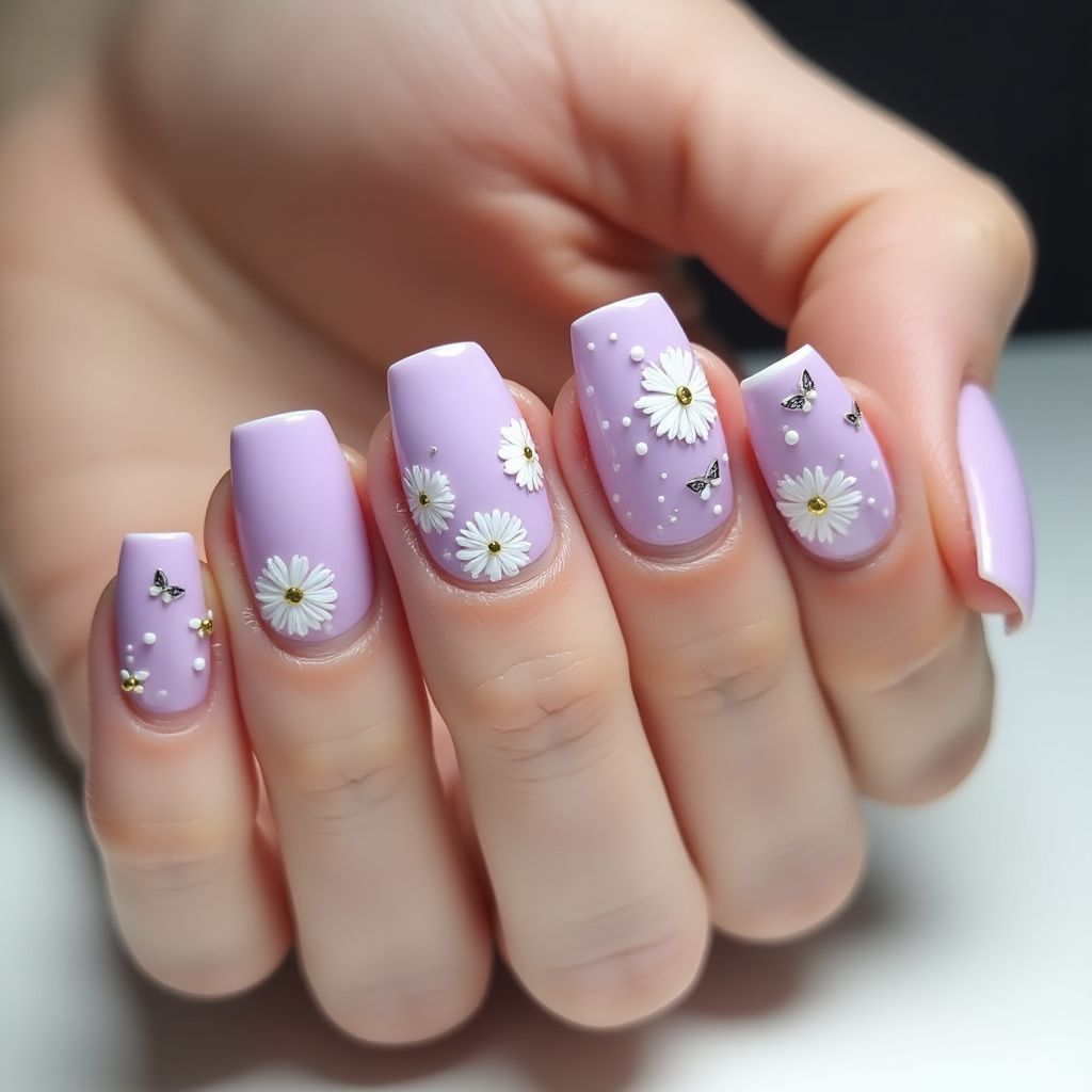 Lilac Spring Nail Design