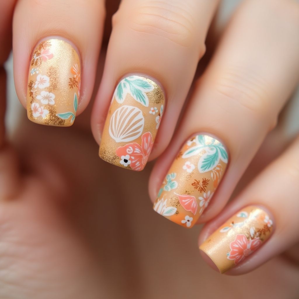 Tan Summer Nail Design