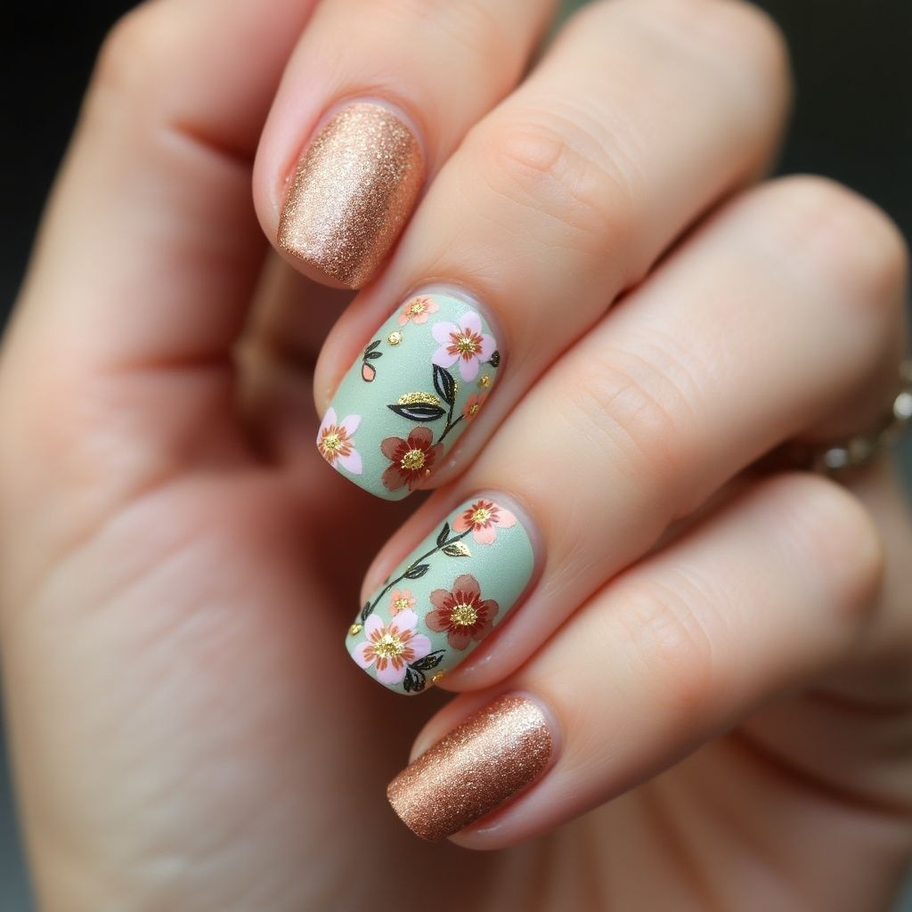Bronze Spring Nail Design