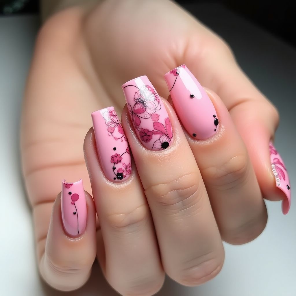 Hot Pink Spring Nail Design