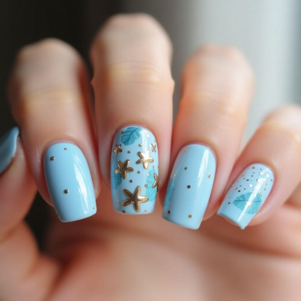 Baby Blue Summer Nail Design