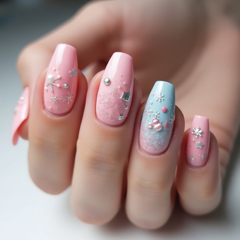 Baby Pink Winter Nail Design