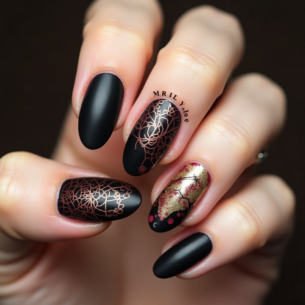 Black Autumn Nail Design