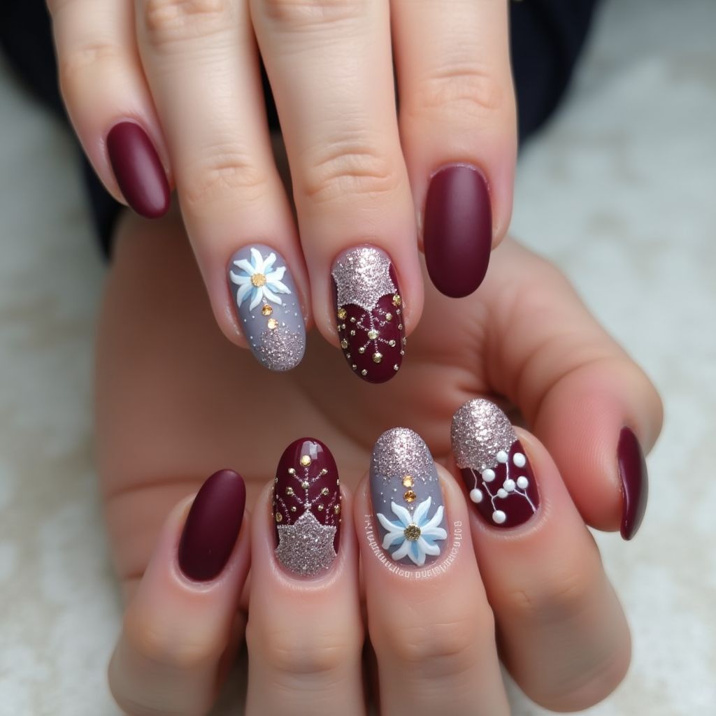 Wine Winter Nail Design