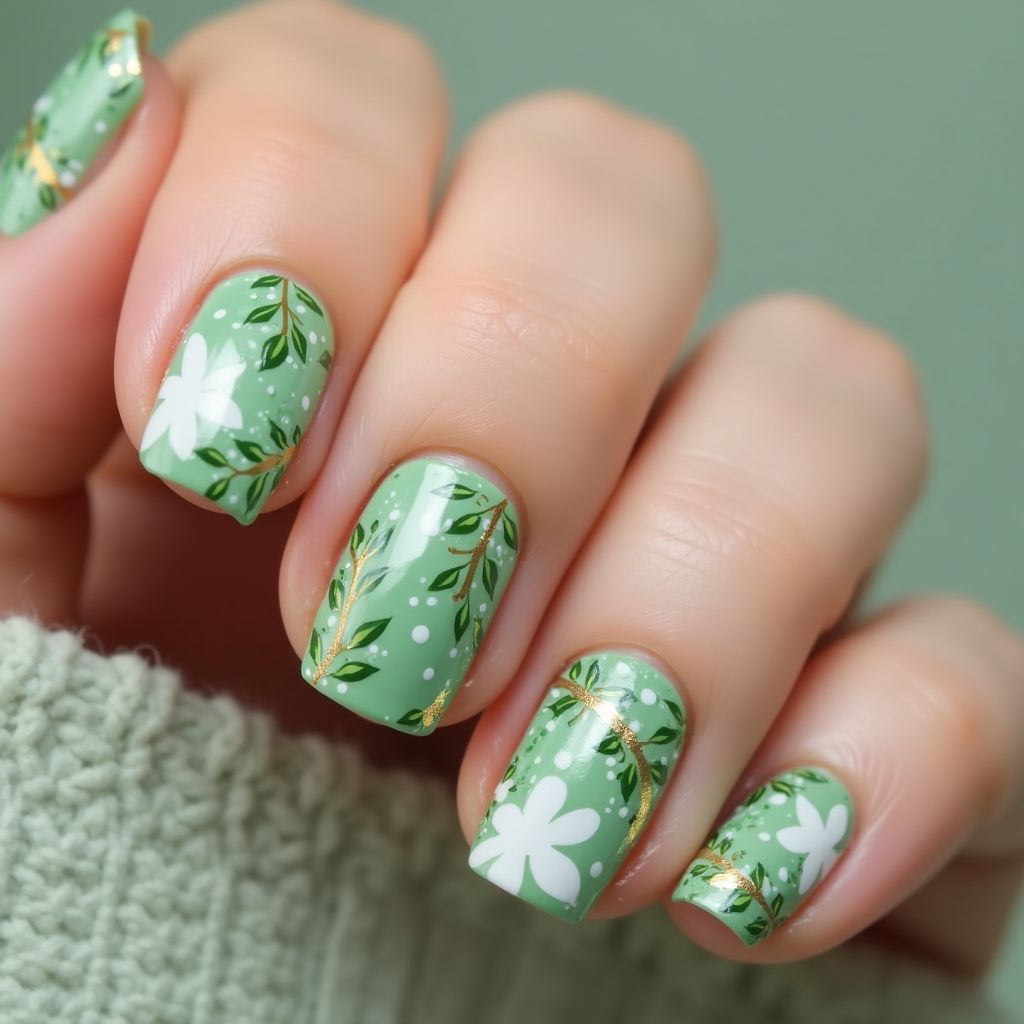 Green Spring Nail Design