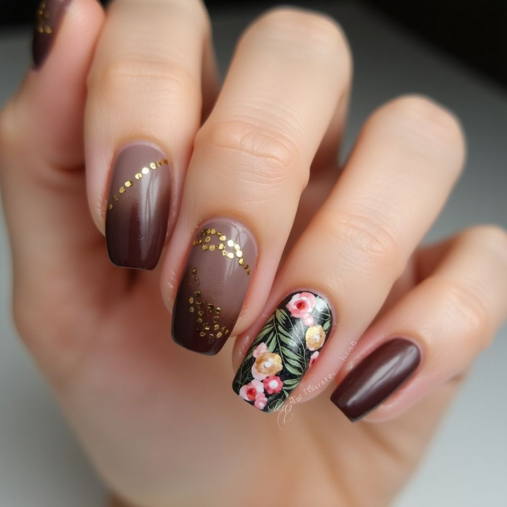 Chocolate Brown Summer Nail Design