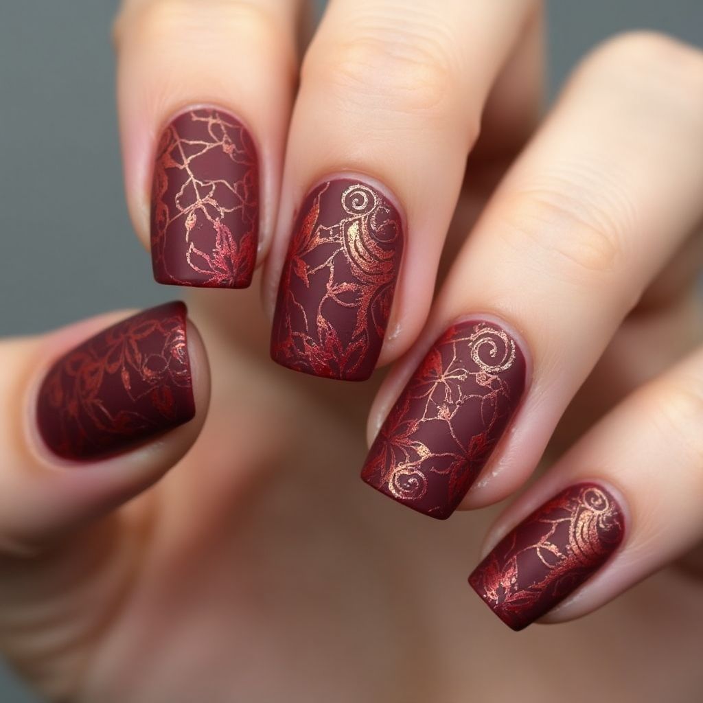 Wine Autumn Nail Design