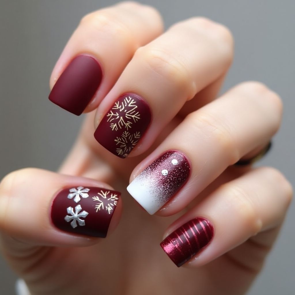 Burgundy Winter Nail Design